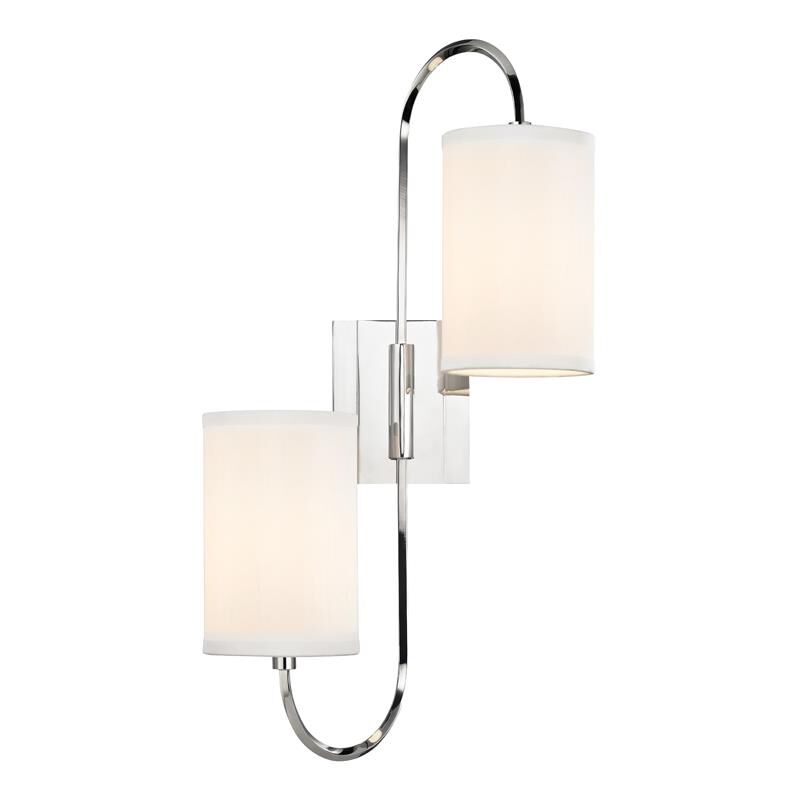 Shown in Polished Nickel finish and White Faux Silk shade